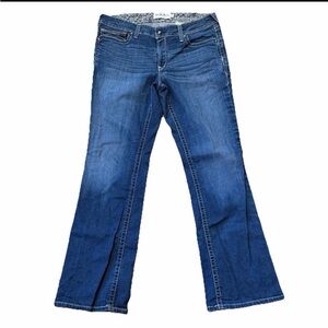 Ariat REAL Mid Rise Bootcut Jeans Medium Wash Stitch Blue Denim Women’s 34L